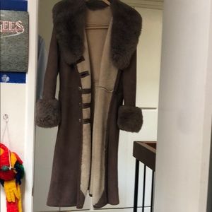 Vintage 1972 Fur trim suede coat